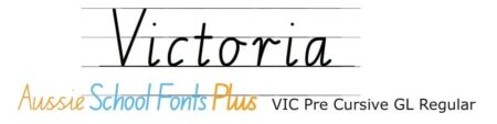 Vic Mod Cursive Victoria (Vic) Modern Cursive handwriting fonts » EdAlive Online Learning