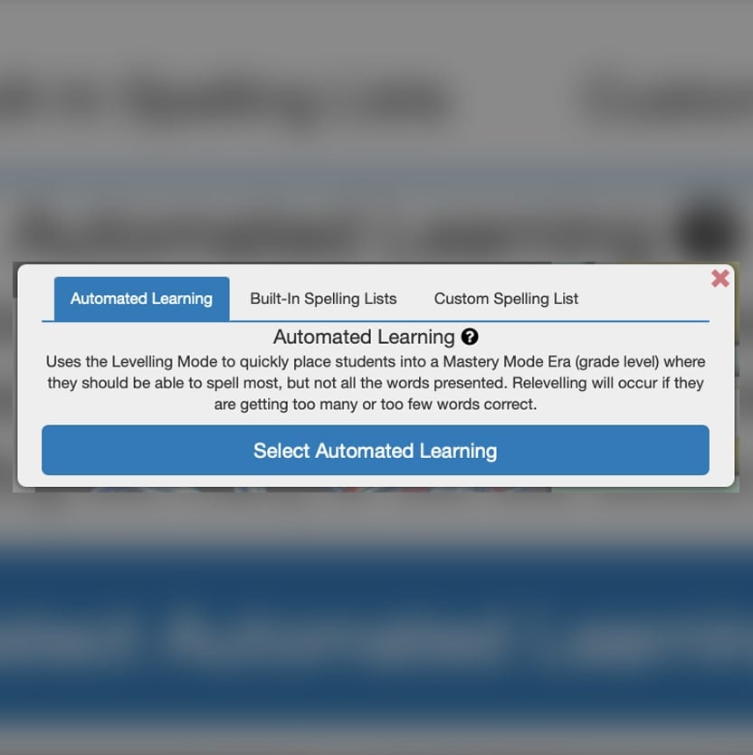 1. Choose the Automated Learning tab