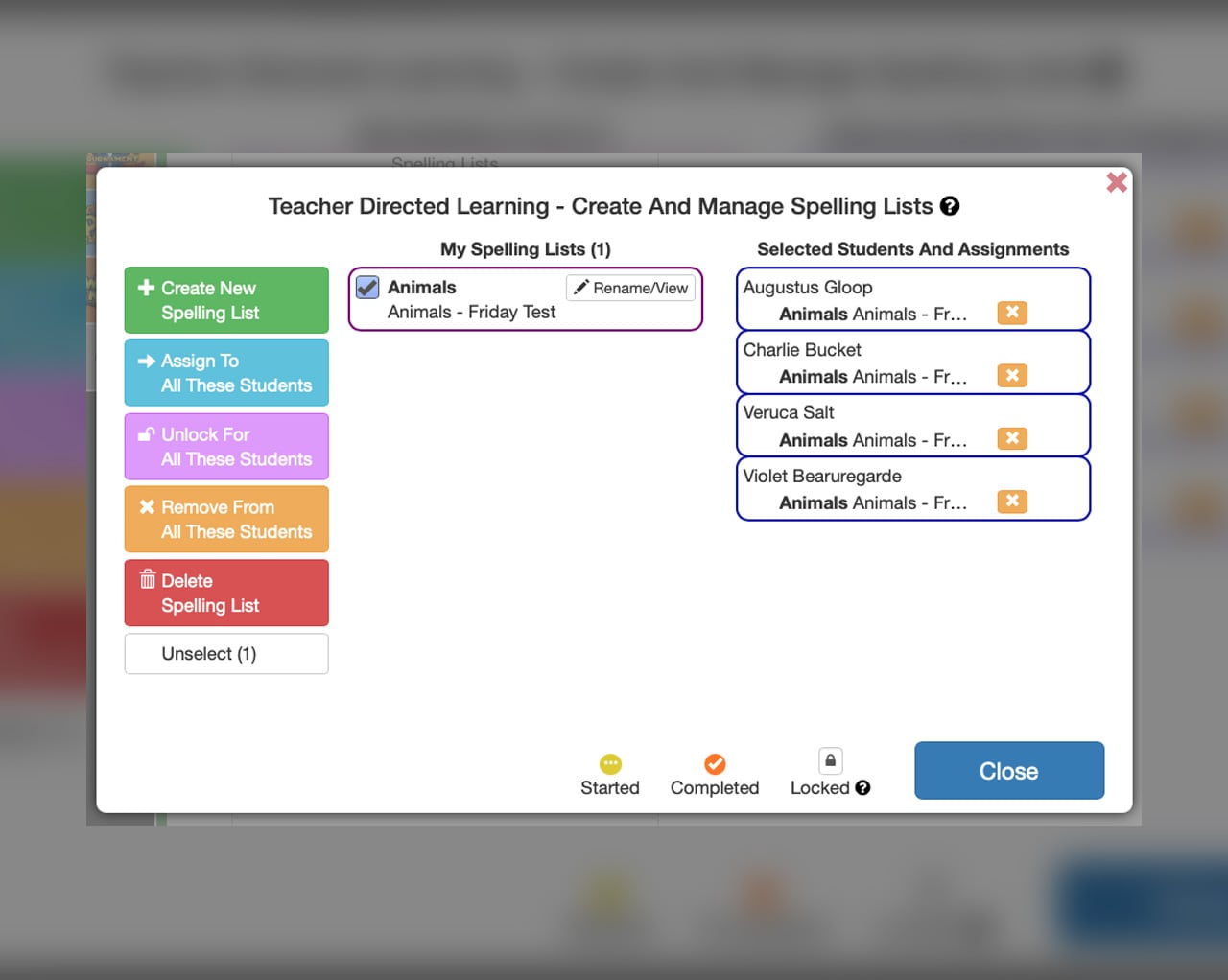 1. Assign your Custom Spelling List to your Students copy